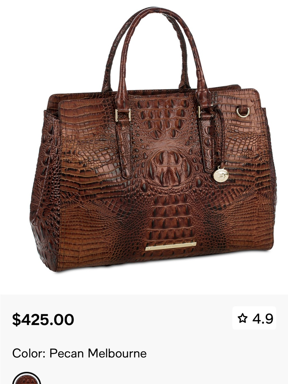 Brahmin Pecan Croc-Embossed Satchel